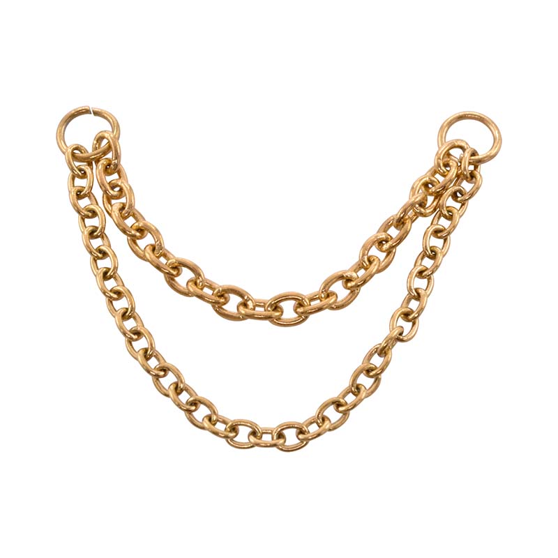 Double chain in steel-gold colored