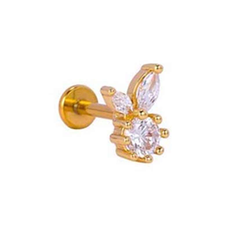 Piercing Labret Tragus 16G Opale – Barre Acier Chirurgical 316L Filetage Interne 8mm