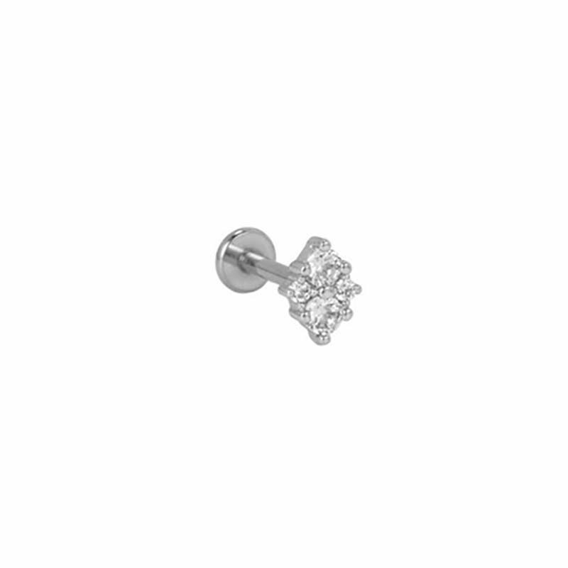 Labret Piercing Stérile Acier 316L | Cristaux | Filetage Interne | Hélix, Tragus, Daith | Bijou Femme