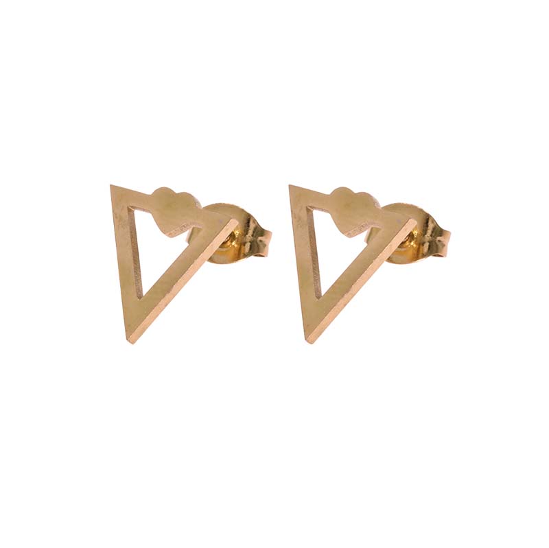 Boucles D'oreilles Pendantes Femme Acier Inoxydable Doré Et Noir - Formes Losanges Et Triangle