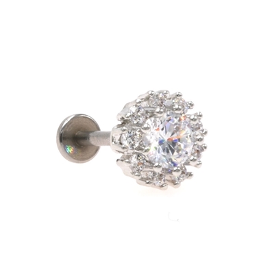 Helix/Tragus piercing in chirurgisch staal, verschillende kristallen