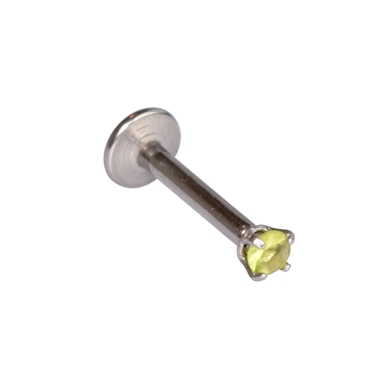 Labret en acier chirurgical, cristal griffé, rond vert