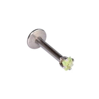 Labret en acier chirurgical, cristal griffé, carré vert