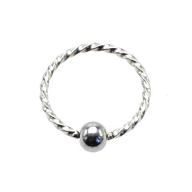 Continuous ring in chirurgical steel with curved design and ball ...