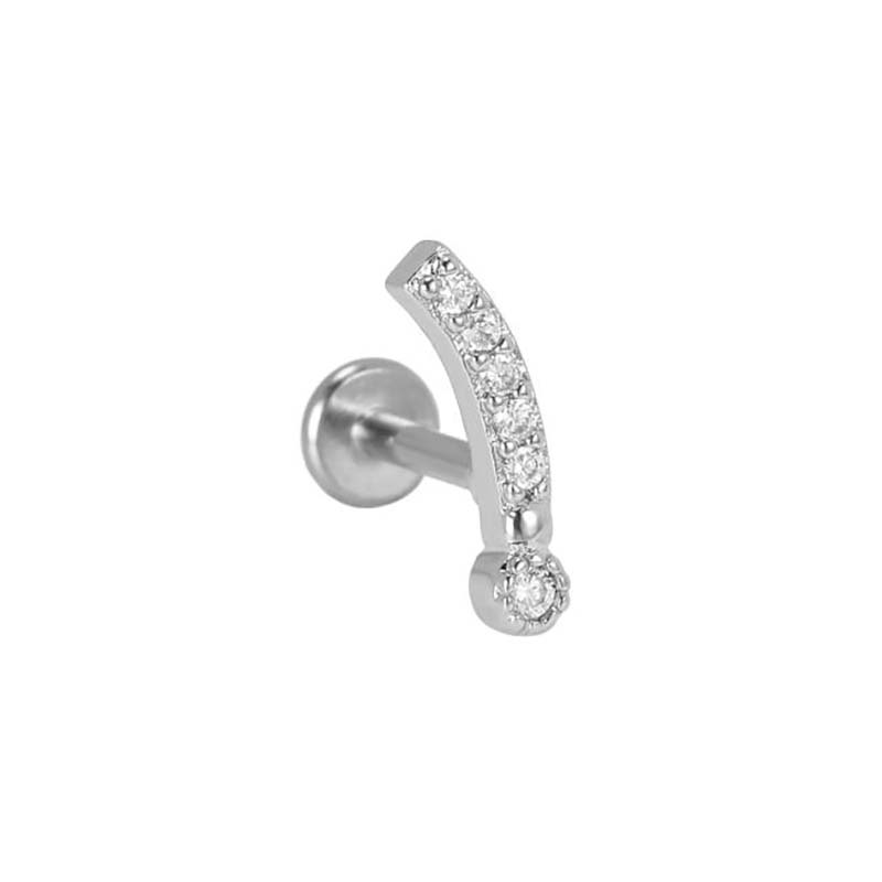 Labret tragus helix Piercing aus Chirurgenstahl Stab mit weiBen Kristallen bedeckt Evy s Secrets