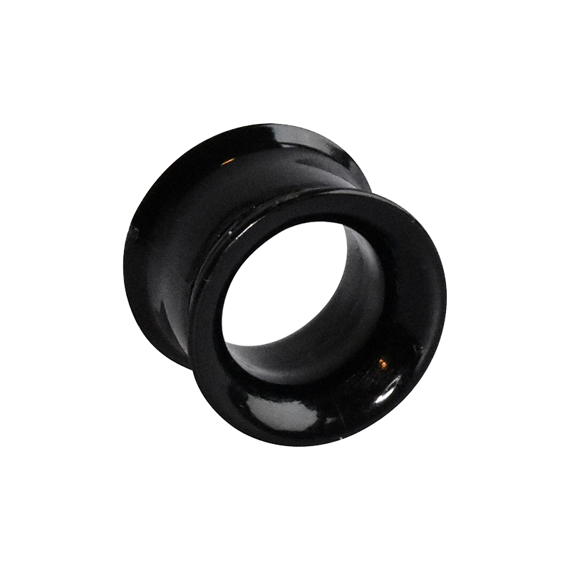 Double flared tunnel in black acrylic, screwable