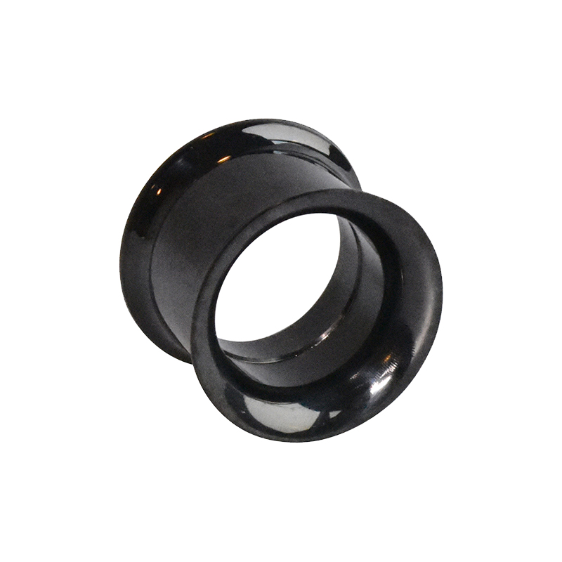 Double flared tunnel in black chirurgical steel, screwable