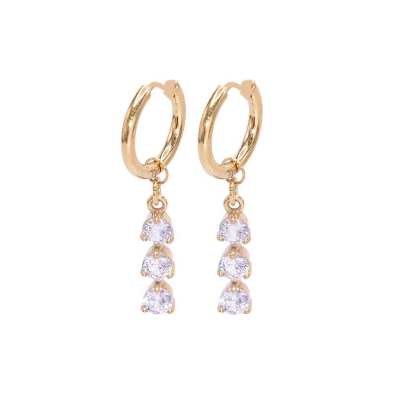 Ohrringe aus Chirurgenstahl-goldfarbig mit einem Anhänger besetzt mit 3 ...