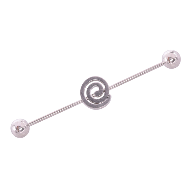 Industrial piercing in surgical steel with a spiral Evy's Secrets
