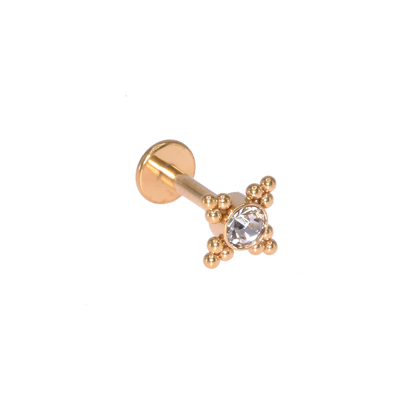 Gekko Body Sieraden Rose Goud vergulde Labret Lip Stud Piercing Monroe Chirurgisch Staal 1.2mm x 6mm