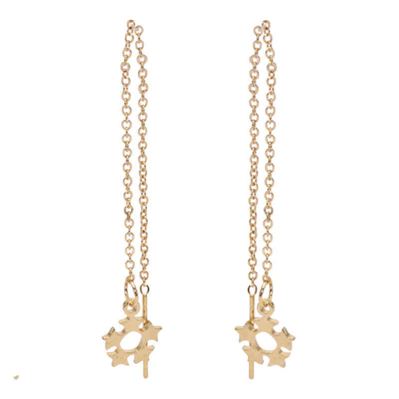 Earrings in steel, gold colored, motif with different stars