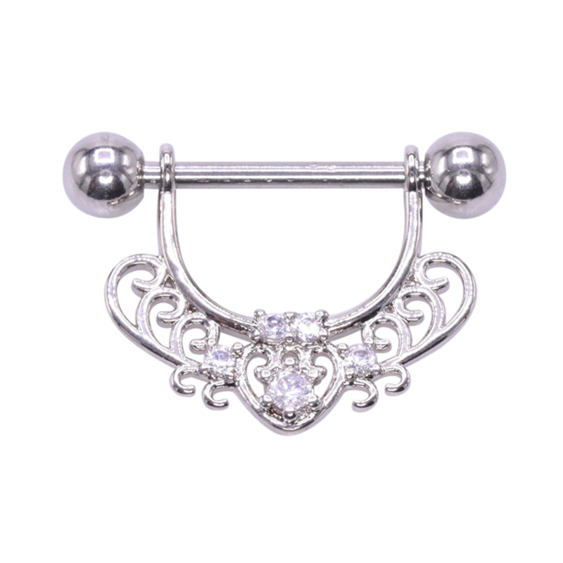 Nipple piercing in surgical steel with white crystals Evy's Secrets