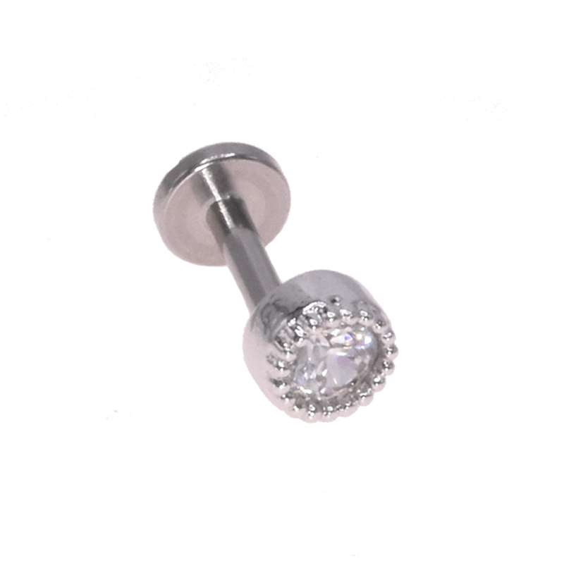 Piercing Labret Acier Chirurgical Avec Cristal – Filetage Intérieur, Disc Plat Scintillant – Idéal Oreille, Lèvre, Nez – Couleur & Taille Au Choix