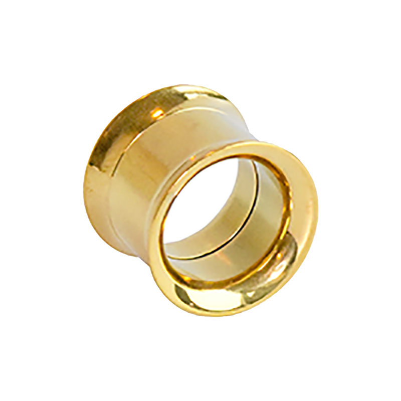 Double flared tunnel in gold chirurgical steel, screwable